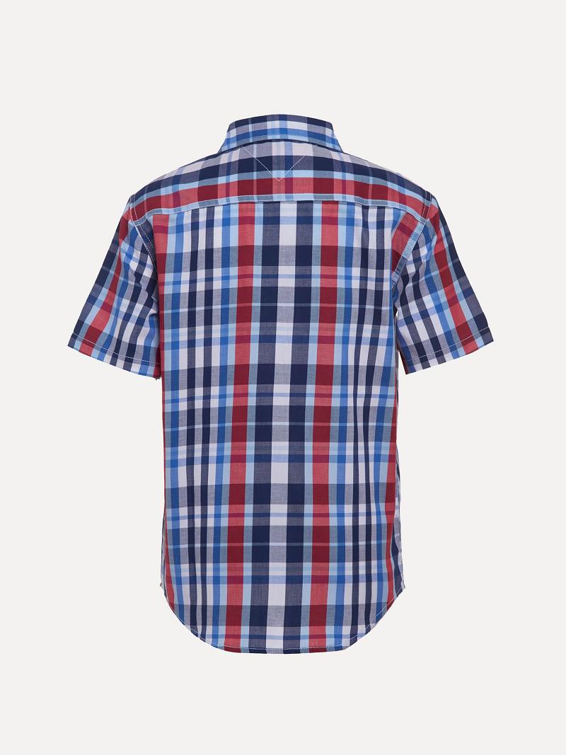 Fiú Tommy Hilfiger Little Classic Plaid Rövid-Sleeve Ingek Kék | HU 2165AHK